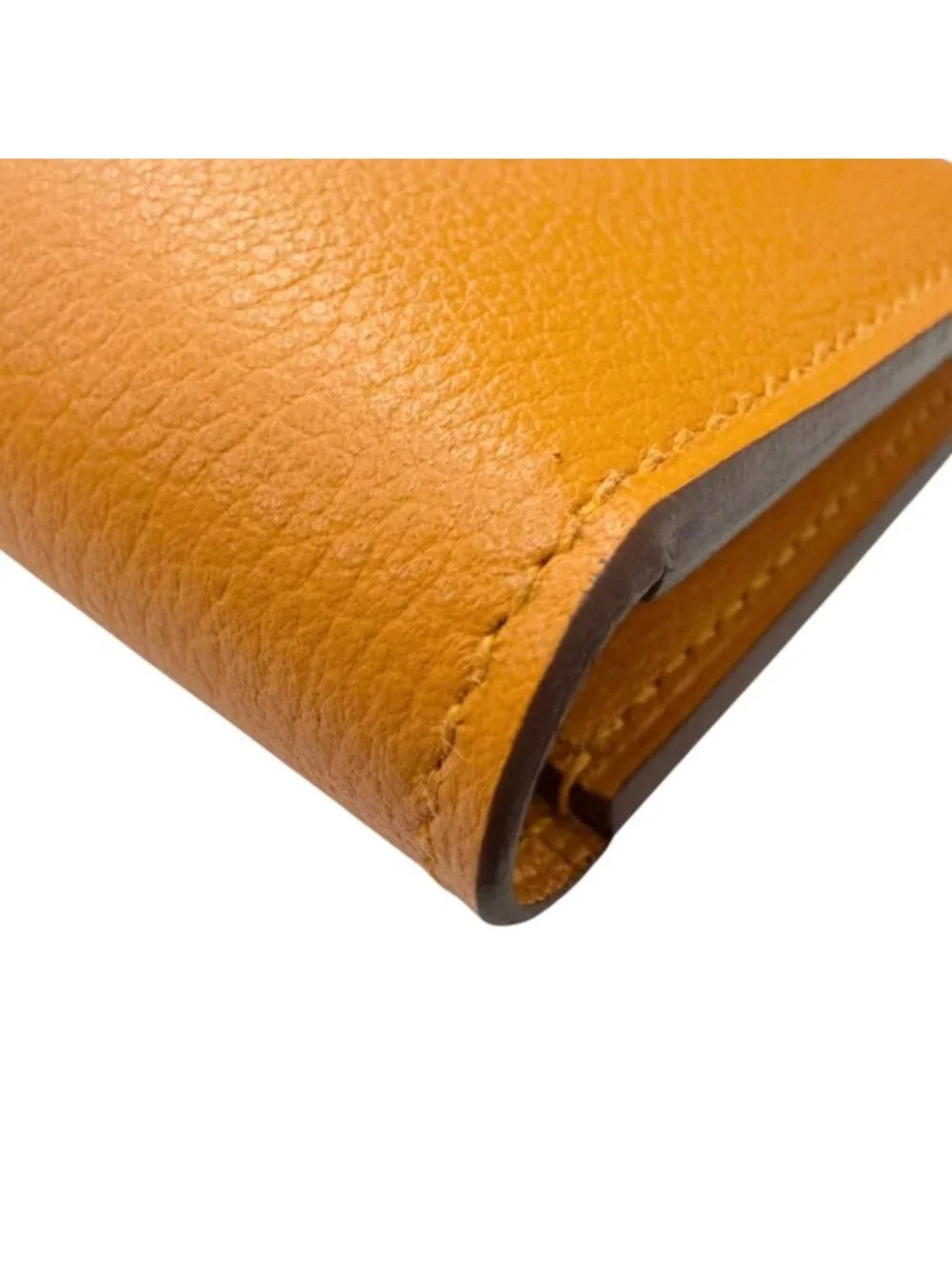 Hermes Ever Color Clou de Selle Leather Card Case Apricot Gold